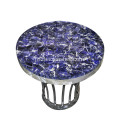 CANOSA bleu-veines en pierre Table basse avec ruban en acier inoxydable
